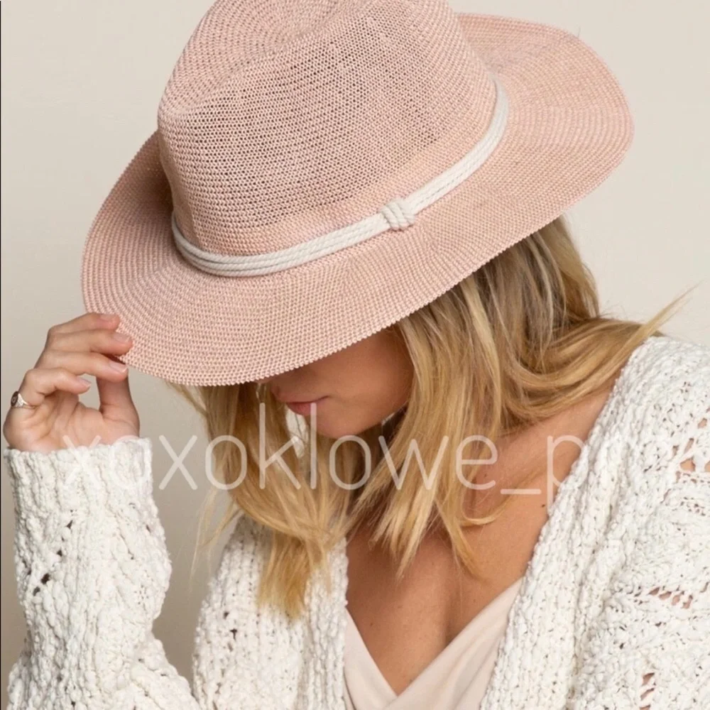POL Light Pink Woven Panama Hat - Picture 1 of 12